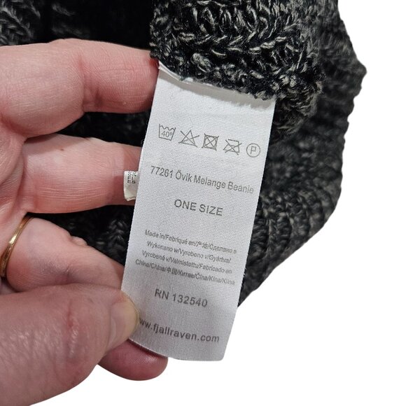Fjallraven Övik Mélange Beanie Gray Knit Hat 100% Acrylic One Size Fits All - Picture 4 of 5